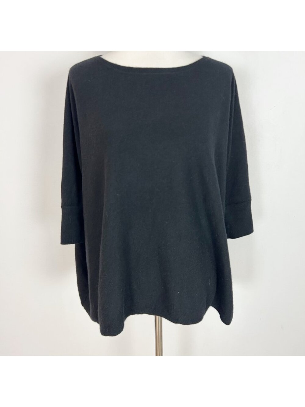 Garnet Hill Black Cashmere Sweater Oversized Dolman Sleeve Size Medium Women's‎
